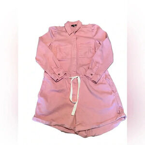 1.State Long Sleeve Utility Drawstring Pink Preppy Romper M Spring Anthropologie